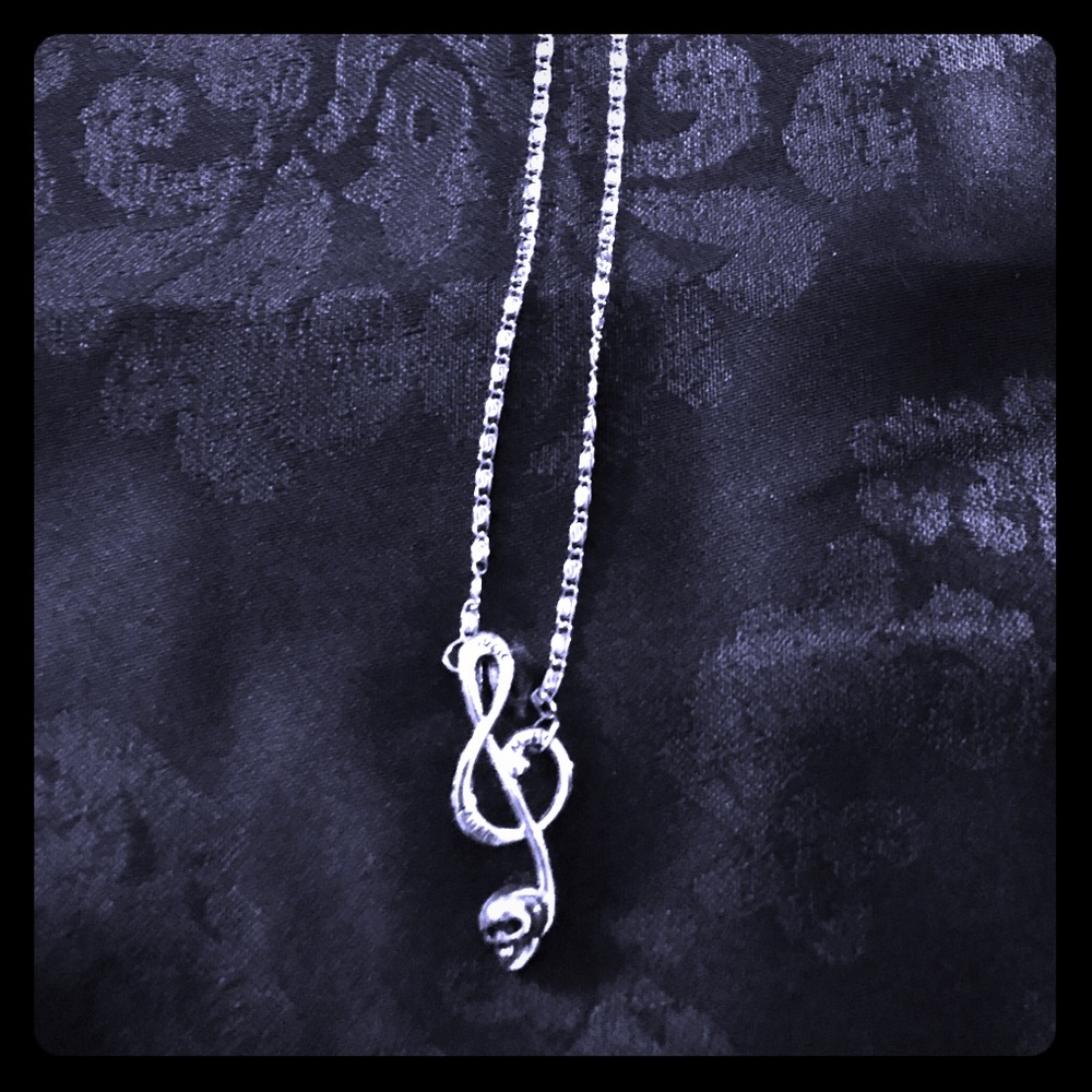 NWOT Skull Music Note Charm on chain